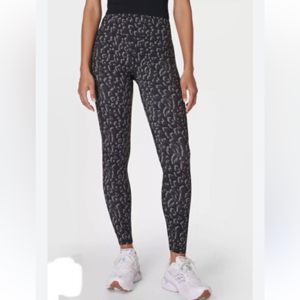 🌸487 Sweaty Betty Black Gray Animal Print Cheetah The Zero Gravity Leggings XS